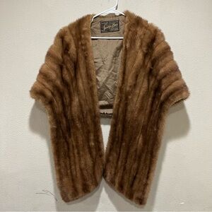 Vintage Spritzer Bros Brown Mink Fur Shawl Wrap